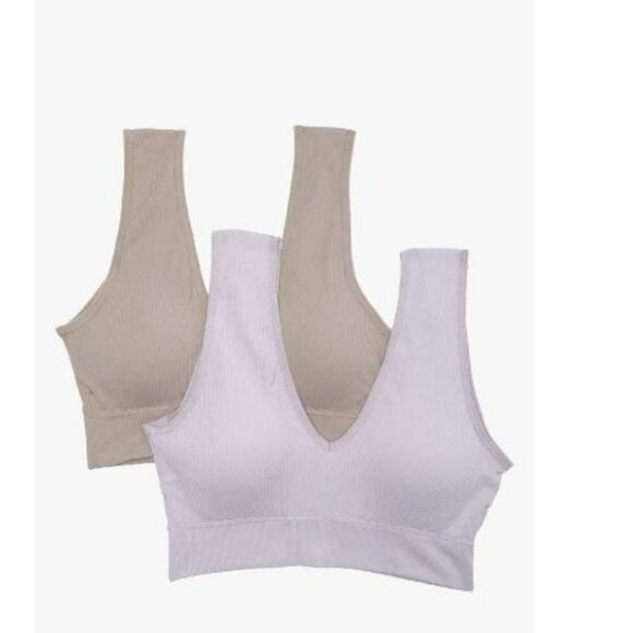 Real Underwear Womens Purple Gray Seamless Plunging Bralettes 2 Pack Sz XL New - Picture 2 of 7